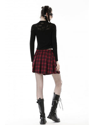DARK IN LOVE RED PLAID SKIRT WITH BAG KW277