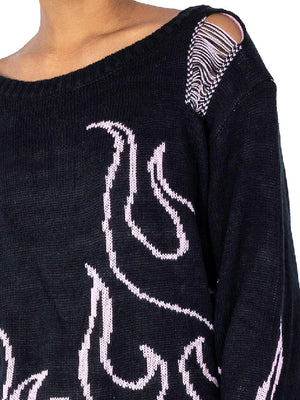
            
                Load image into Gallery viewer, HEARTLESS DEPTHS OF HELL SWEATER BLACK PINK
            
        