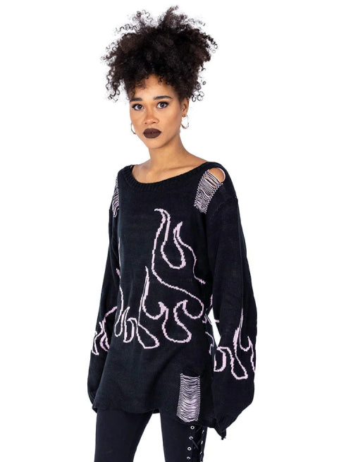 
            
                Load image into Gallery viewer, HEARTLESS DEPTHS OF HELL SWEATER BLACK PINK
            
        