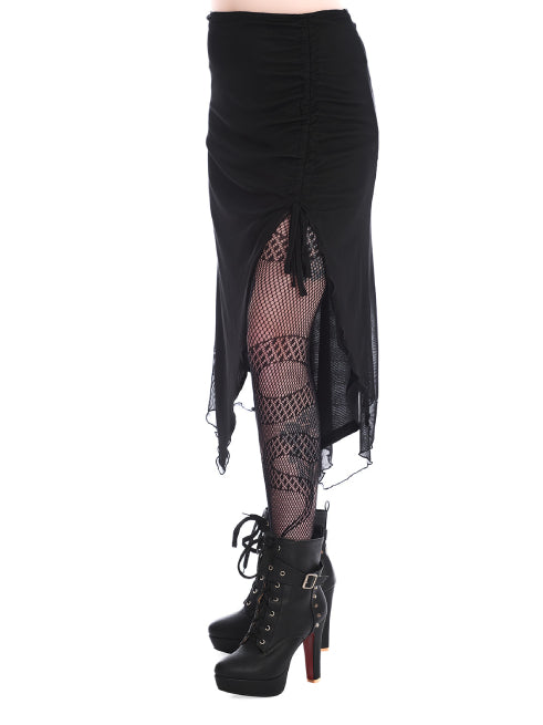 BANNED UMBRA MESH RUCHED SKIRT SK25549