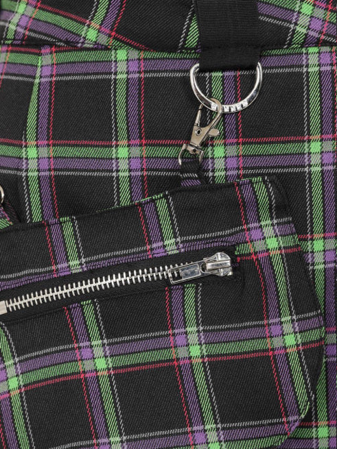 BANNED DUNCAN TARTAN MINI SKIRT PURPLE GREEN SK25533