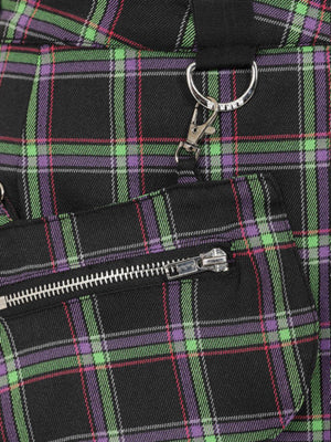 BANNED DUNCAN TARTAN MINI SKIRT PURPLE GREEN SK25533