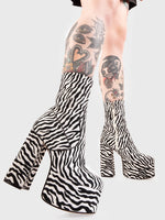 LAMODA ADORE YOU PLATFORM ANKLE BOOTS ZEBRA