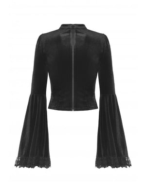 DARK IN LOVE VELVET LACE UP TOP TW539