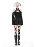 DARK IN LOVE D-RING PLEATED MINI SKIRT KW333