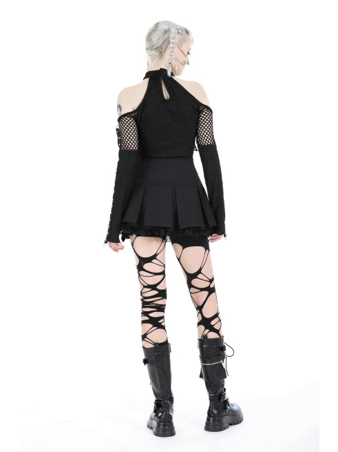 DARK IN LOVE D-RING PLEATED MINI SKIRT KW333