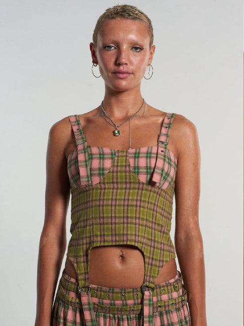 
            
                Load image into Gallery viewer, THE RAGGED PRIEST MIX CHECK CORSET TOP
            
        
