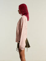 THE RAGGED PRIEST DISTRESSED CABLE KNIT PINK