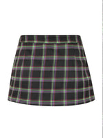 BANNED DUNCAN TARTAN MINI SKIRT PURPLE GREEN SK25533