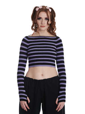 
            
                Load image into Gallery viewer, BANNED FRANCES STRIPED JUMPER PURPLE JP57124
            
        