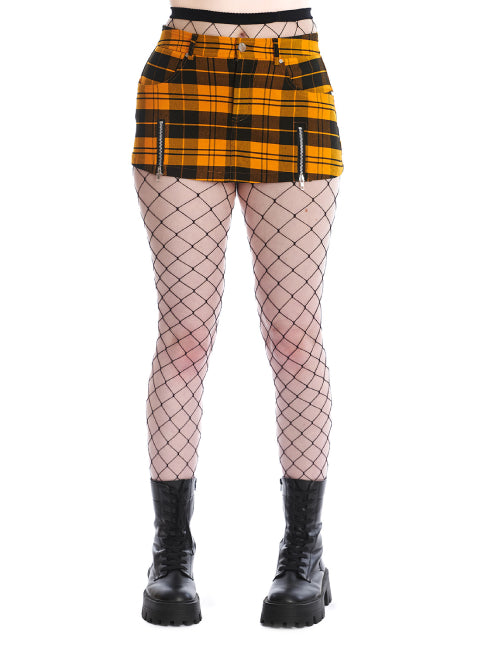 BANNED ROCHELLE CHECK MINI SKIRT YELLOW SK25528