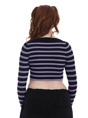 
            
                Load image into Gallery viewer, BANNED FRANCES STRIPED JUMPER PURPLE JP57124
            
        