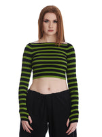 BANNED FRANCES STRIPED JUMPER GREEN JP57124