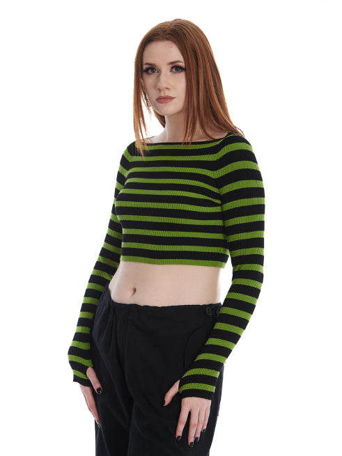 BANNED FRANCES STRIPED JUMPER GREEN JP57124