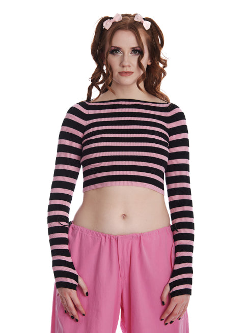 
            
                Load image into Gallery viewer, BANNED FRANCES STRIPED JUMPER PINK JP57124
            
        