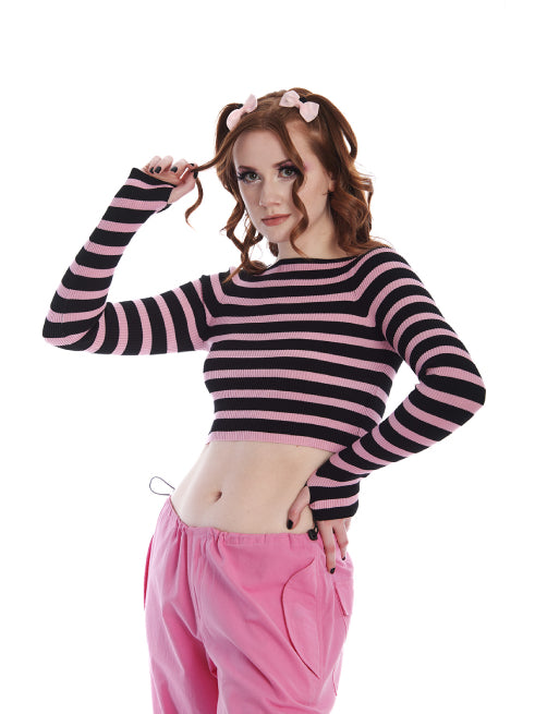 BANNED FRANCES STRIPED JUMPER PINK JP57124