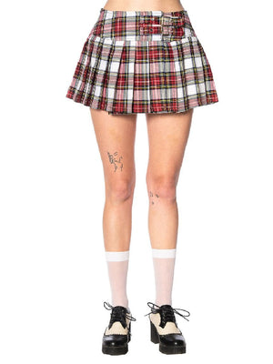 
            
                Load image into Gallery viewer, BANNED WHITE RED TARTAN SKIRT
            
        