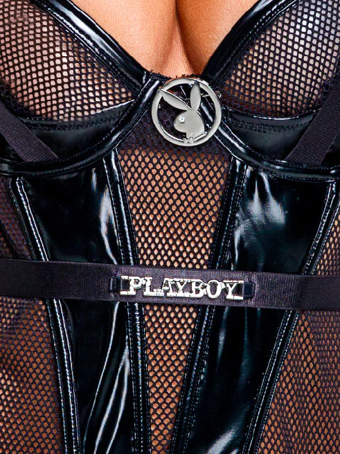 
            
                Load image into Gallery viewer, ROMA COSTUME PLAYBOY BLACKOUT FETISH TEDDY PBLI127
            
        