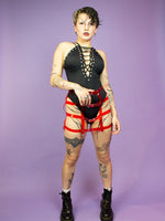 CLAW BERLIN GRID SKIRT RED