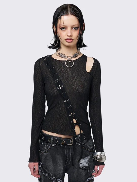 MINGA LONDON ARYANA BLACK CUT OUT TOP
