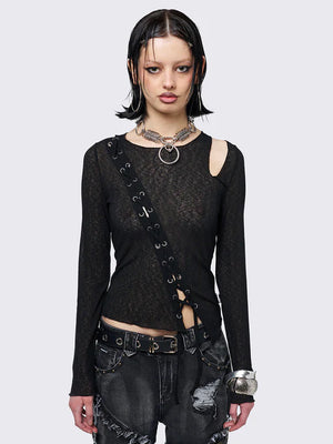MINGA LONDON ARYANA BLACK CUT OUT TOP