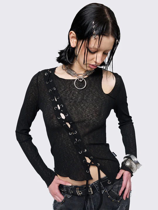 MINGA LONDON ARYANA BLACK CUT OUT TOP