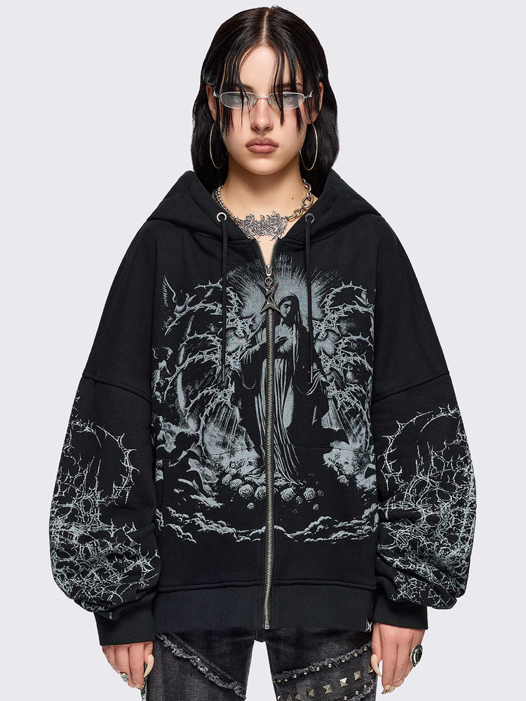 MINGA ASCENSION BLACK ZIP UP HOODIE