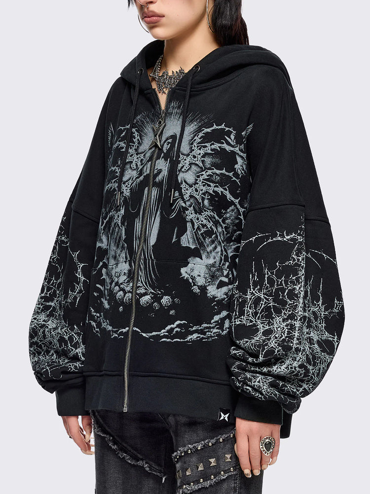 MINGA ASCENSION BLACK ZIP UP HOODIE