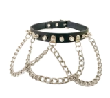 FUNK PLUS BLACK CHOKER WITH HANGING CHAIN VEGAN CK246