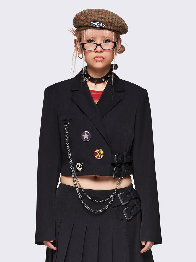 MINGA LONDON INGRID BLACK CROPPED BLAZER