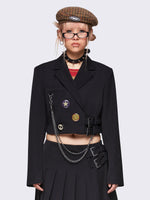 MINGA LONDON INGRID BLACK CROPPED BLAZER