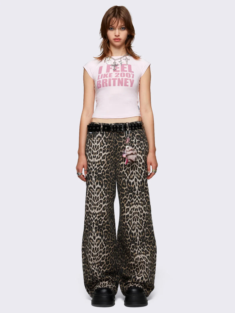 MINGA LONDON LEOPARD BAGGY JEANS
