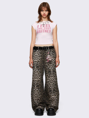 MINGA LONDON LEOPARD BAGGY JEANS
