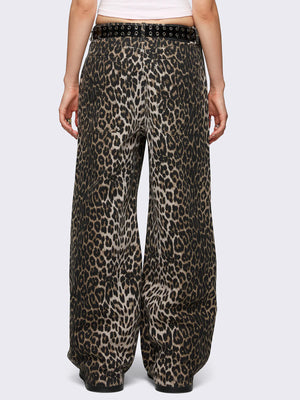 MINGA LONDON LEOPARD BAGGY JEANS