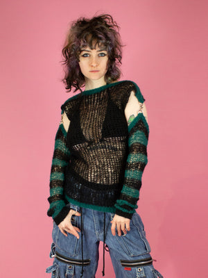 
            
                Load image into Gallery viewer, CROCHET AND COBWEBS KNIT SWEATERS LOOSE ARMS
            
        