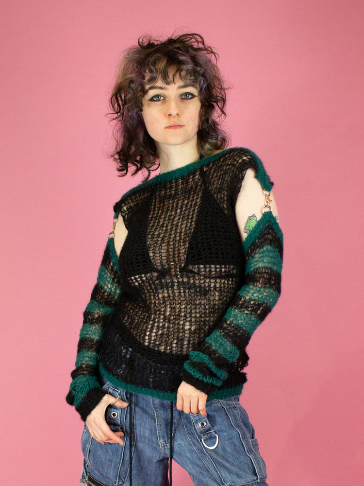 
            
                Load image into Gallery viewer, CROCHET AND COBWEBS KNIT SWEATERS LOOSE ARMS
            
        