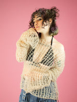 CROCHET AND COBWEBS KNIT SWEATERS BEIGE