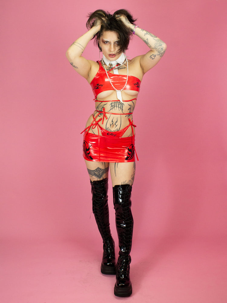 
            
                Load image into Gallery viewer, GO GUY PVC SKIRT RED
            
        