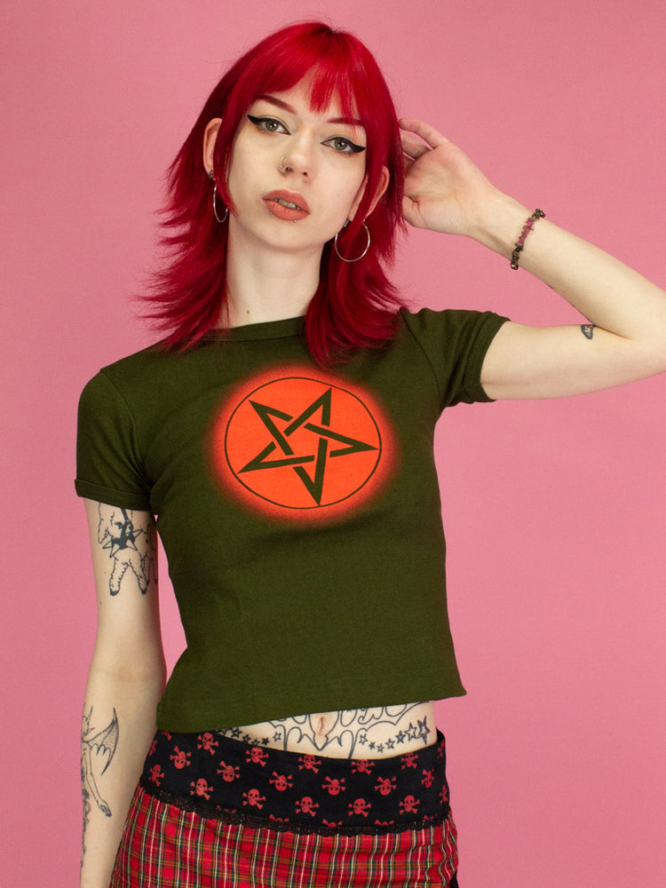 DARK GREEN PENTAGRAM T SHIRT