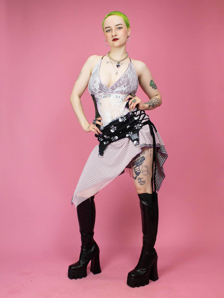 TINK STUDIO CORSET SKIRT SKULL PINK