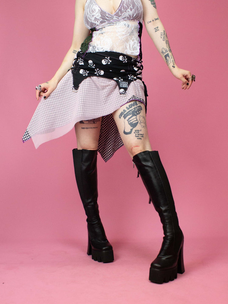 TINK STUDIO CORSET SKIRT SKULL PINK