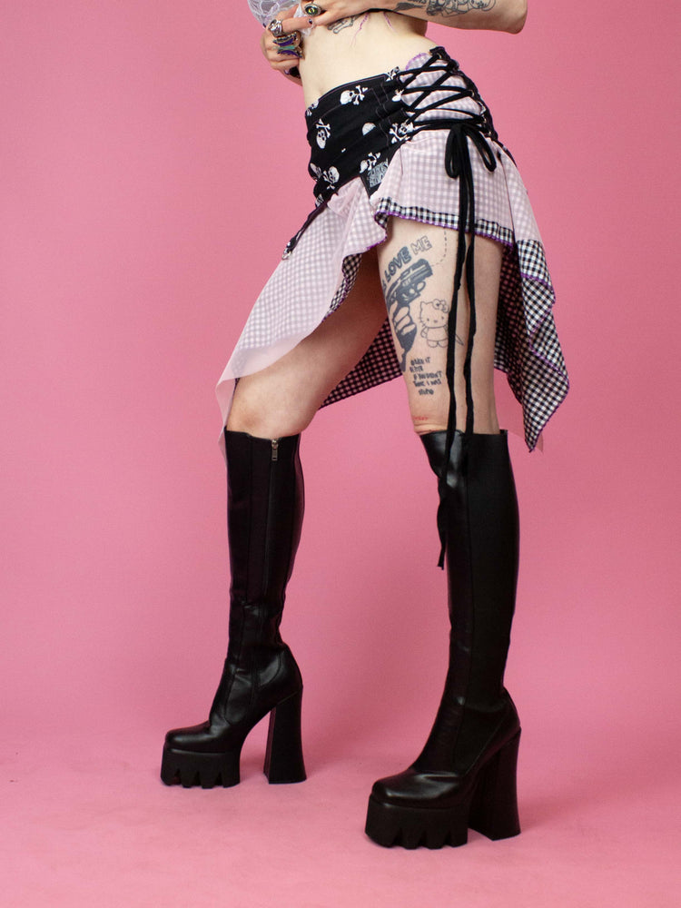 TINK STUDIO CORSET SKIRT SKULL PINK