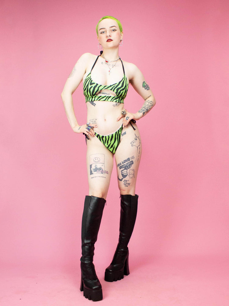 KAT MAUNZ GREEN ZEBRA BIKINI TANGA