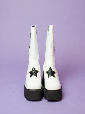 LAMODA HALL OF FAME WHITE BLACK STAR BOOTS