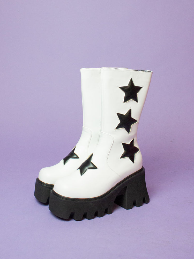 LAMODA HALL OF FAME WHITE BLACK STAR BOOTS