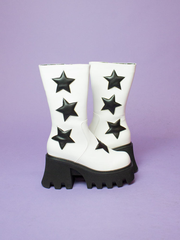 LAMODA HALL OF FAME WHITE BLACK STAR BOOTS