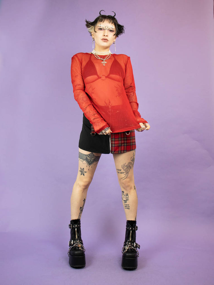 TRIPP NYC FISHNET LONGSLEEVE RED 9105