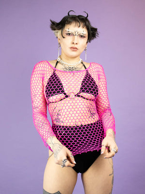 EXIT PINK FISHNET TOP
