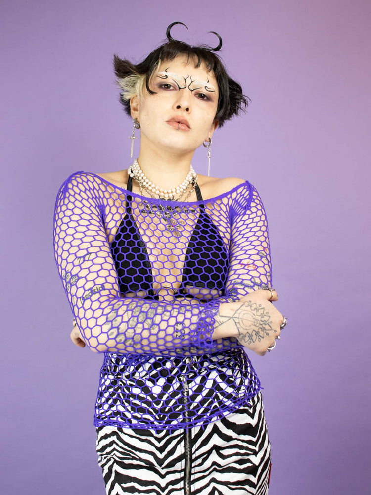 EXIT PURPLE FISHNET TOP