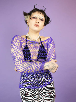 EXIT PURPLE FISHNET TOP